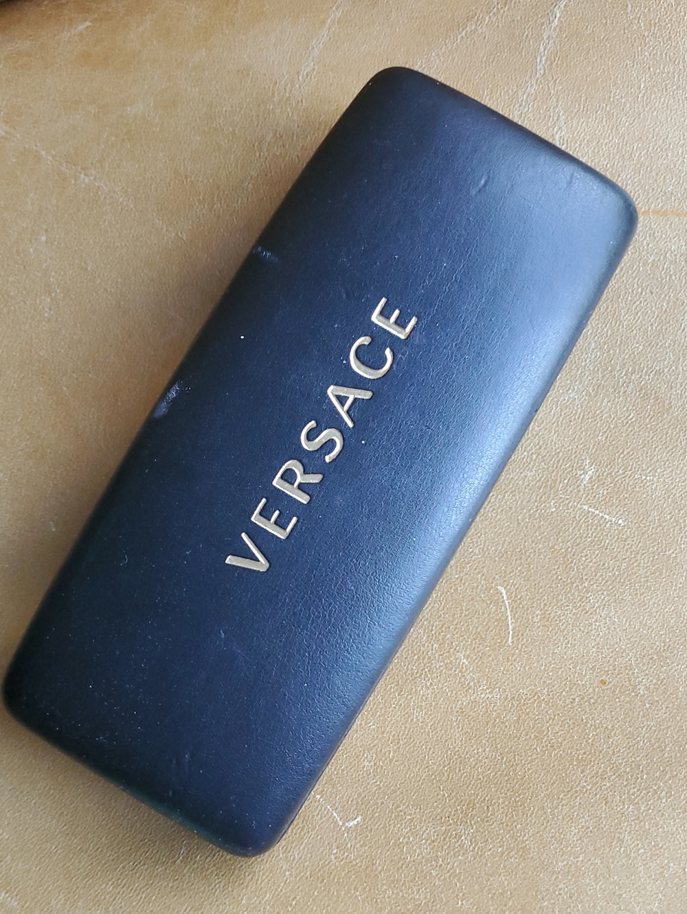 Versace Black Leather Sunglasses Glasses Hard Case